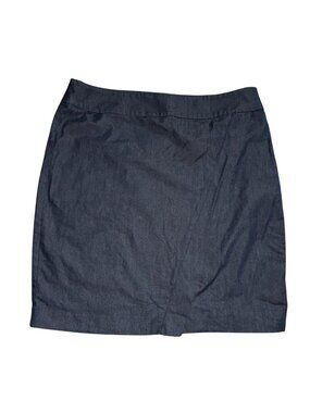 Ann Taylor Factory Chambray Denim Pencil Skirt Dark Wash-12P-GUC
